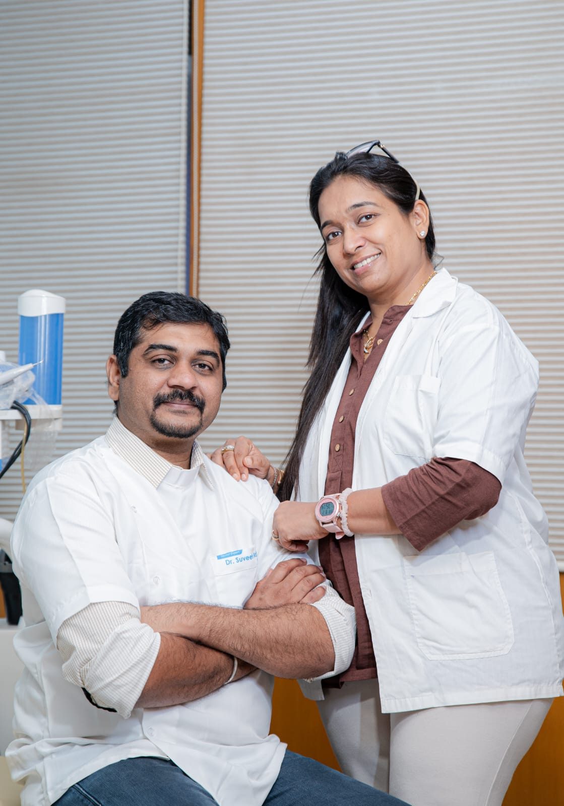 Dr Suveet Mathur and Dr Kavya Mathur together at Pain-Off Dental Care in Jodhpur